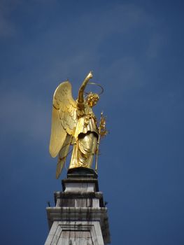 Venice with St Gabriel statue on Campanile's top on ST Mark's square