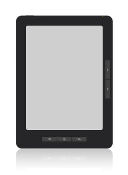 Portable e-book reader of my own design with two clipping path for book and screen. You may add your own text or picture. XXXL size, ultra quality. Isolated on white.