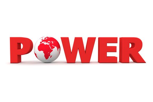 red word Power with 3D globe replacing letter O