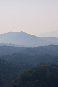 smoky mountains hazy blue skies and the smoke or fog line