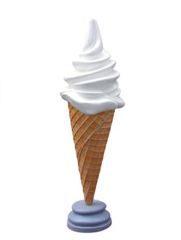 Vanilla softy serve ice cream sign, isolated on white background
