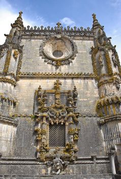 The most famous window in manuelino-style, Christ Convent cloister, Tomar, Portugal.
