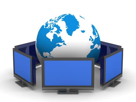 Global telecommunication on white background. Isolated 3D image