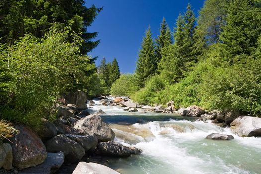 Vermigliana stream in Val di Sole, Italy. Photo taken with polarizer filter