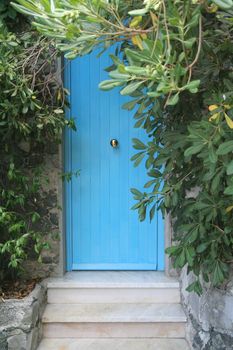 Blue door on the street