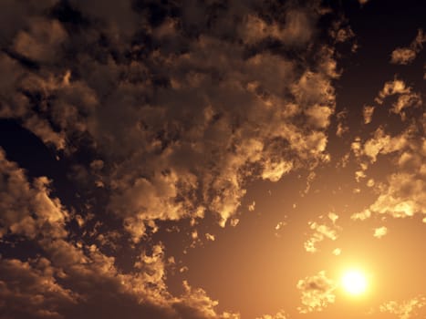 View of the sun and some clouds in the sky
