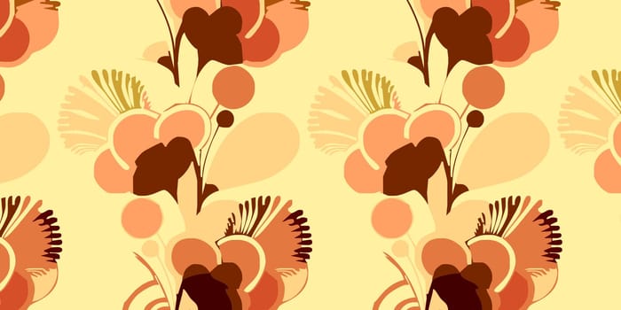 Sixties psychedelic wallpaper background with swinging London style flowers