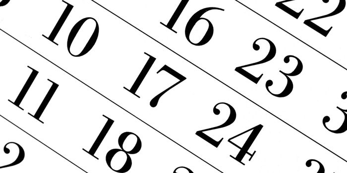 Detail of dates on a calendar page