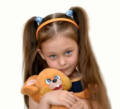 girl with a soft plush toy