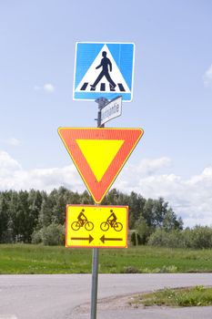 Crossroad traffic sign taken in Finland