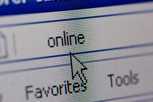 Closeup of internet online url address with an arrow using shallow dof