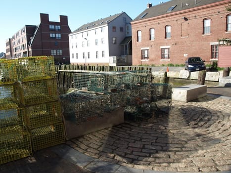 Commercial buidlings along the dock in Portland Maine