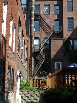 A bacl alley in a northern town