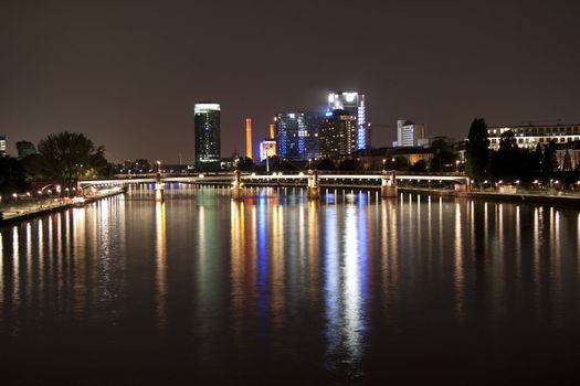 Frankfurt am Main by night from the old bridge