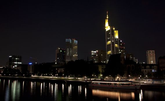 Frankfurt am Main by night from the old bridge