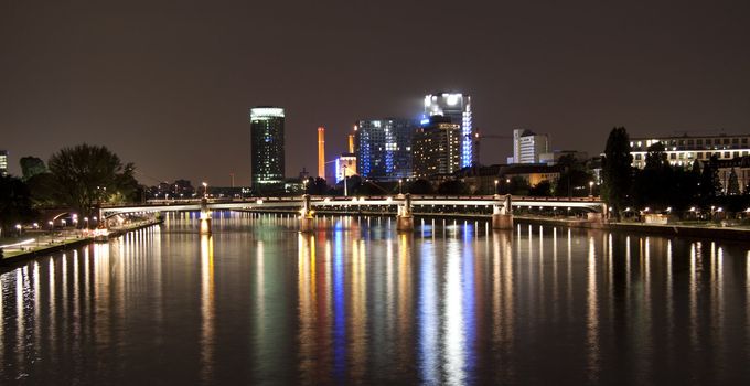 Frankfurt am Main by night from the old bridge