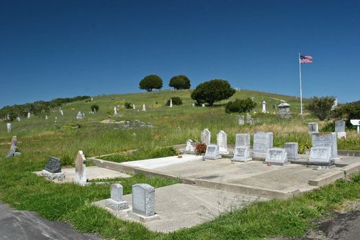 Cementary in small town Pescadero near Pacific Coast in California.