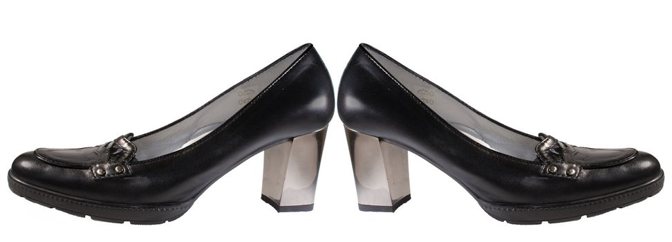 pair of black classical high heeled wonan's show