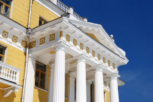 Classical portico with white columns. Horizontal version