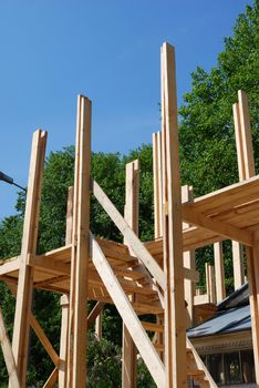 Wooden structure used in reconstruction of building