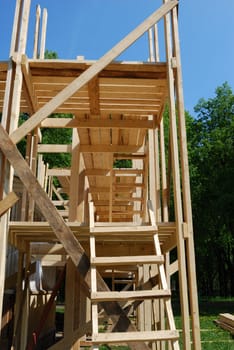 Wooden structure used in reconstruction of building