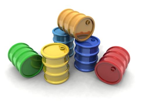 3D rendering of some colored barrels