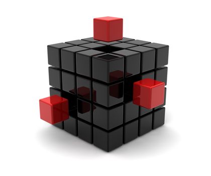 Black an red cubes