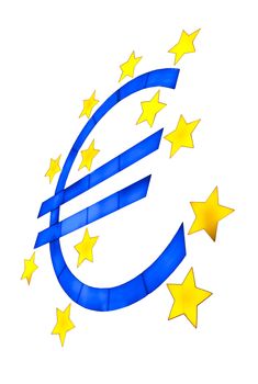 Euro symbol isolated on white with yellow stars