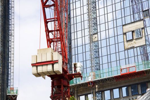 Construction of a skyscraper in Frankfurt Germany