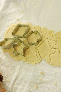 shaped cut dough and cutters the table - shallow DOF