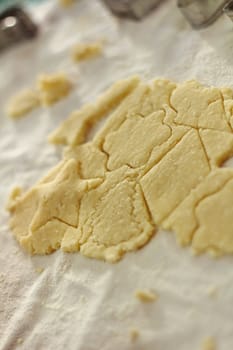 shaped cut dough on the table - shallow DOF