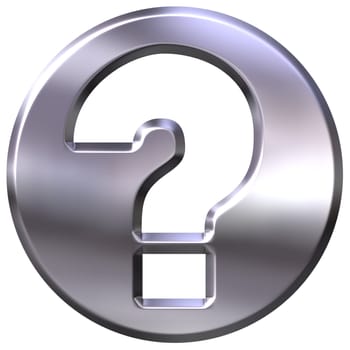 3d silver question sign isolated in white