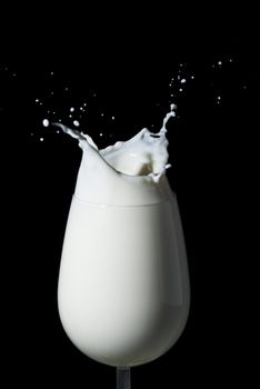 Abstract milk splash against black background