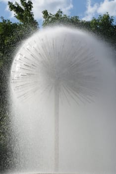 The fountain in the form of a dandelion flower in Saratov