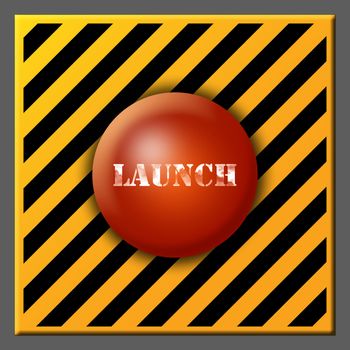 Launch button. Orange, black, white and grey colors