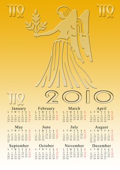virgo. calendar for the year 2010 with the astrological sign
