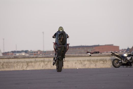 portrait of motorcycle show at harbour