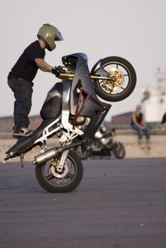 portrait of motorcycle show at harbour