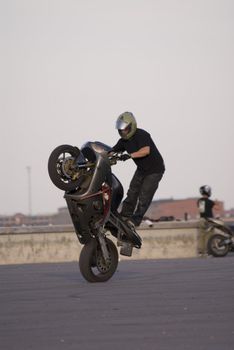 portrait of motorcycle show at harbour