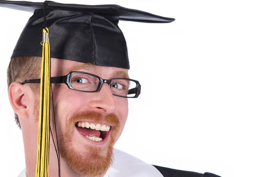 happy graduation a young man on white background