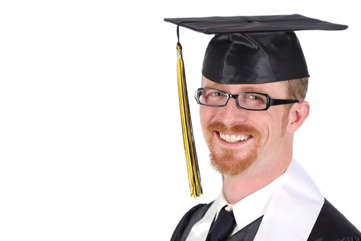 happy graduation a young man on white background