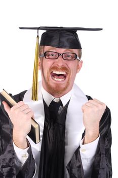 happy graduation a young man on white background