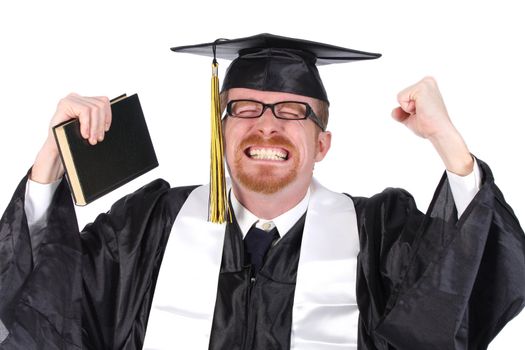 happy graduation a young man on white background