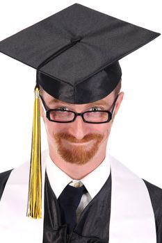 happy graduation a young man on white background