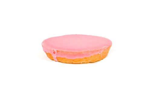 Pink glazed cookies isolated on white