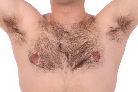 Person with shaggy chest and in close up