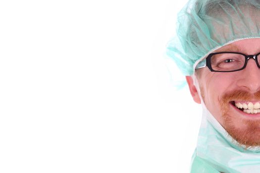 portrait of a surgeon on white background