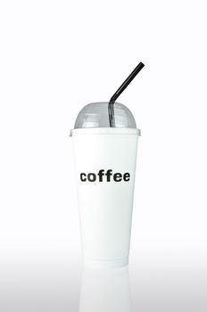Plastic coffee cup templates over white background