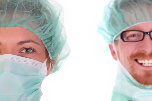 portrait of a surgeon on white background