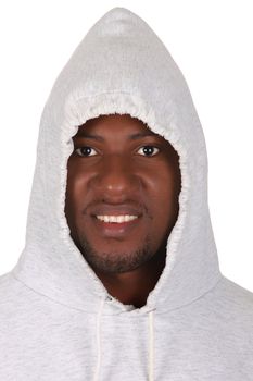Young african american male on white background